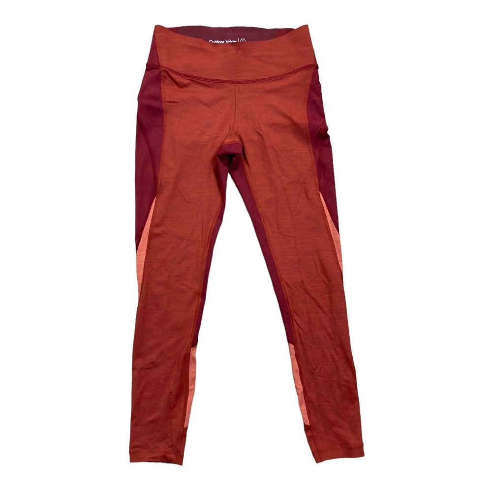 Outdoor Voices Sz Small Orange Cropped Leggings Back Pocket Nylon Blend Stretch